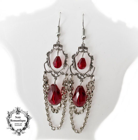 Silber Elegante Vampir Tropfen Ohrringe-Gothic Ohrringe-Viktorianisch Gothic Schmuck von NoirRomantique