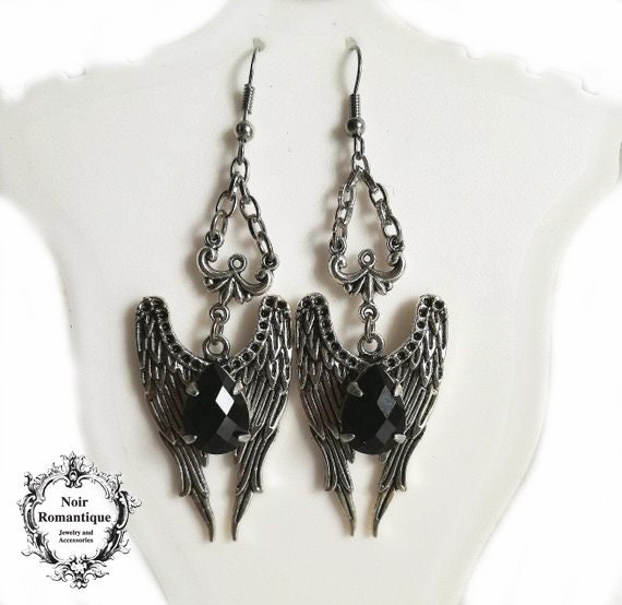Silber Gothic Geflügelten Ohrringe von NoirRomantique