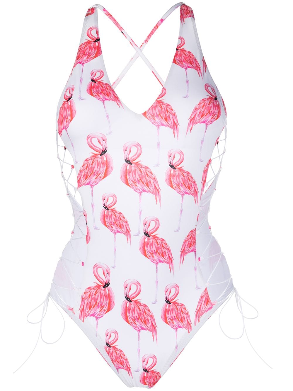 Noire Swimwear Badeanzug mit Flamingo-Print - Weiß von Noire Swimwear