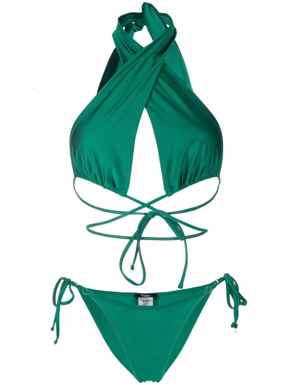 Noire Swimwear Triangel-Bikini mit Satin-Finish - Grün von Noire Swimwear