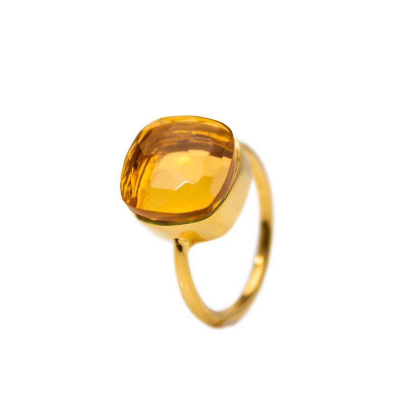 Goldener Citrin Ring Groß - Gelber Quarz Gelb Layering Großer Stapel November Geburtsstein von NoisetteJewels