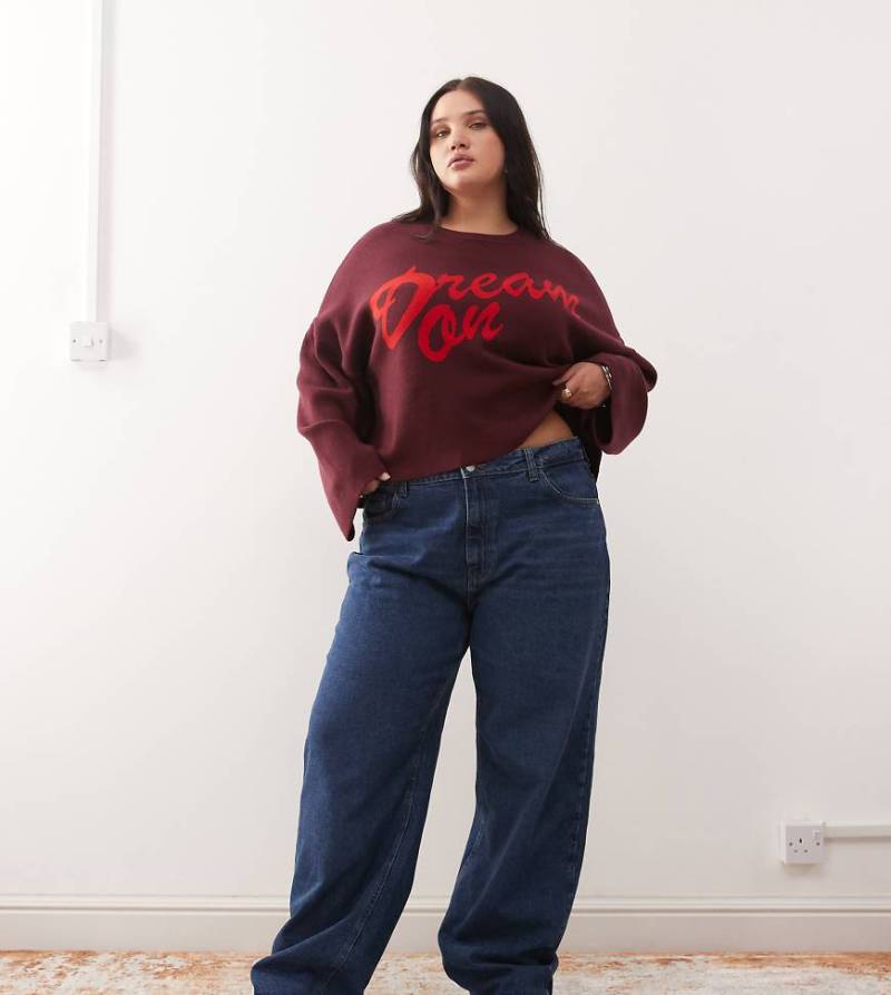 Noisy May Curve - Alexa - Gerade Jeans in Dunkelblau mit mittelhohem Bund von Noisy May Curve