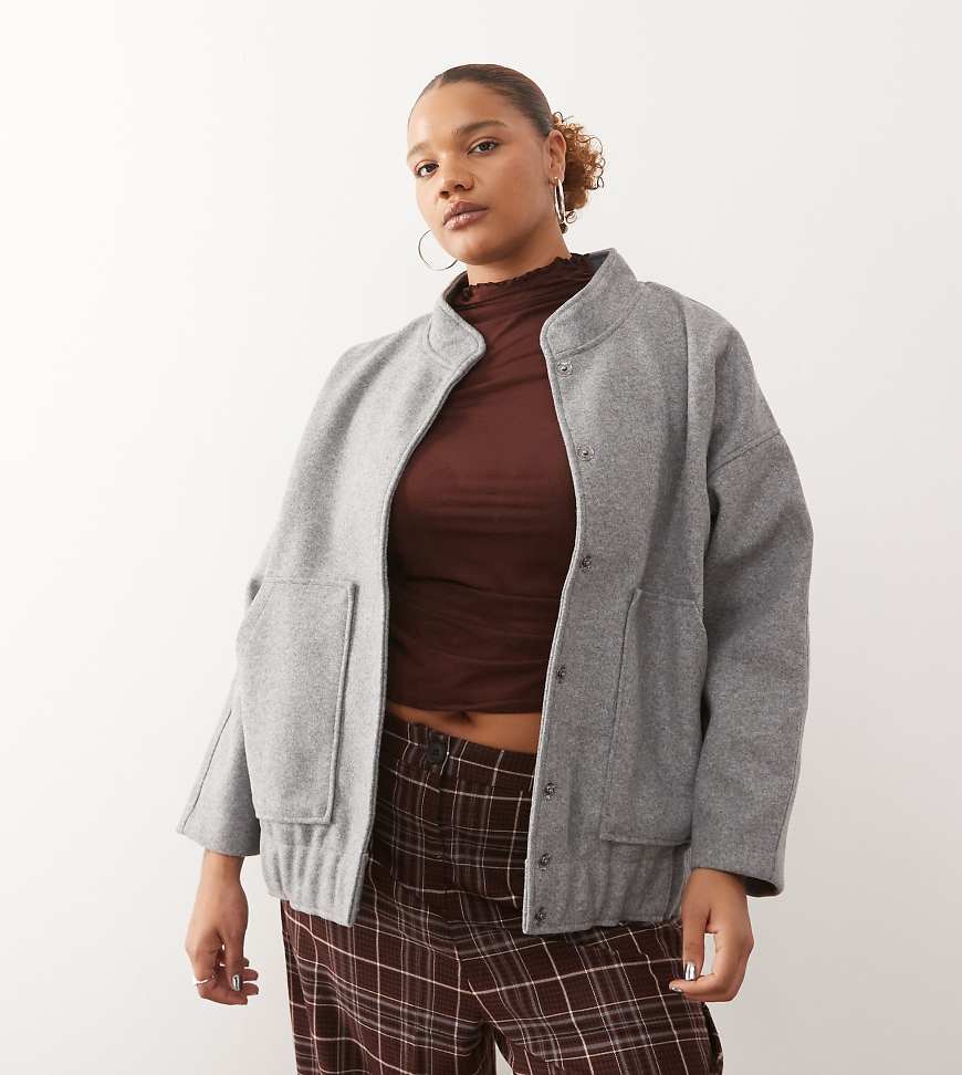 Noisy May Curve - Angeraute Bomberjacke in Hellgrau von Noisy May Curve