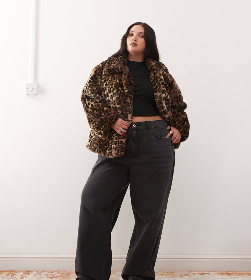 Noisy May Curve - Jacke aus Kunstpelz mit Leopardenmuster-Neutral von Noisy May Curve