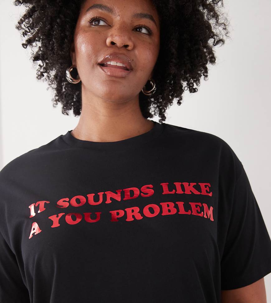 Noisy May Curve - Kastiges T-Shirt in Schwarz mit „You Problem"-Schriftzug Noisy May Curve - Kastiges T-Shirt in Schwarz mit „You Problem"-Schriftzug von Noisy May Curve