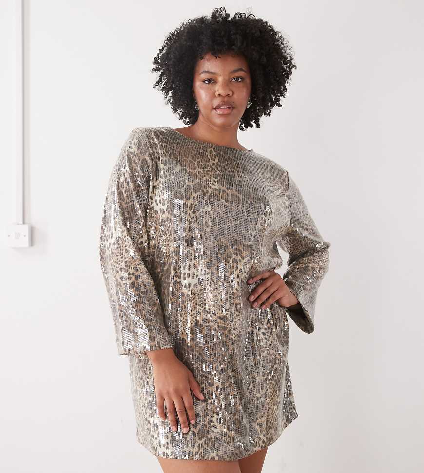 Noisy May Curve - Minikleid mit Rückenausschnitt, Leopardenmuster und Pailletten-Schwarz Noisy May Curve - Minikleid mit Rückenausschnitt, Leopardenmuster und Pailletten-Schwarz von Noisy May Curve