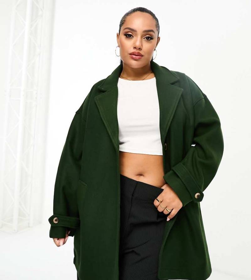 Noisy May Curve - Oversize-Jacke in Khaki mit Kragen-Grün von Noisy May Curve