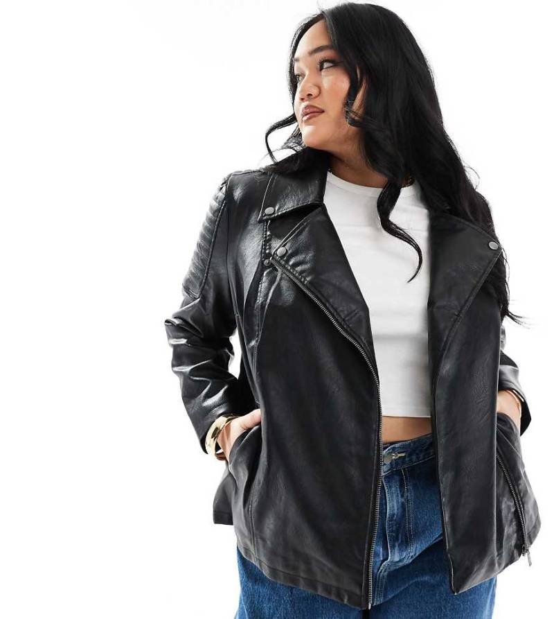 Noisy May Curve - PU-Jacke in Schwarz mit Reißverschluss von Noisy May Curve
