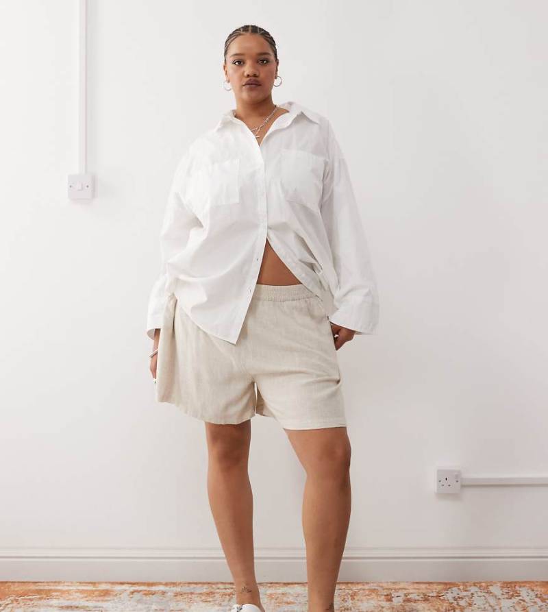 Noisy May Curve - Shorts aus Leinenmix in Hellbeige-Neutral von Noisy May Curve