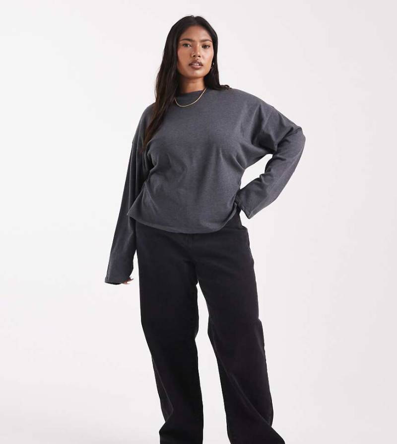 Noisy May Curve - Yolanda - Jeans in Schwarz mit weitem Bein und mittelhohem Bund von Noisy May Curve