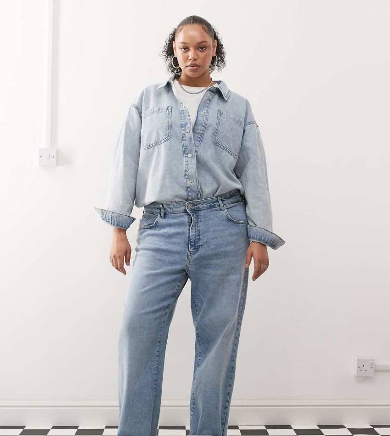 Noisy May Curve - Yolanda - Jeans in hellblauer Waschung mit weitem Bein von Noisy May Curve