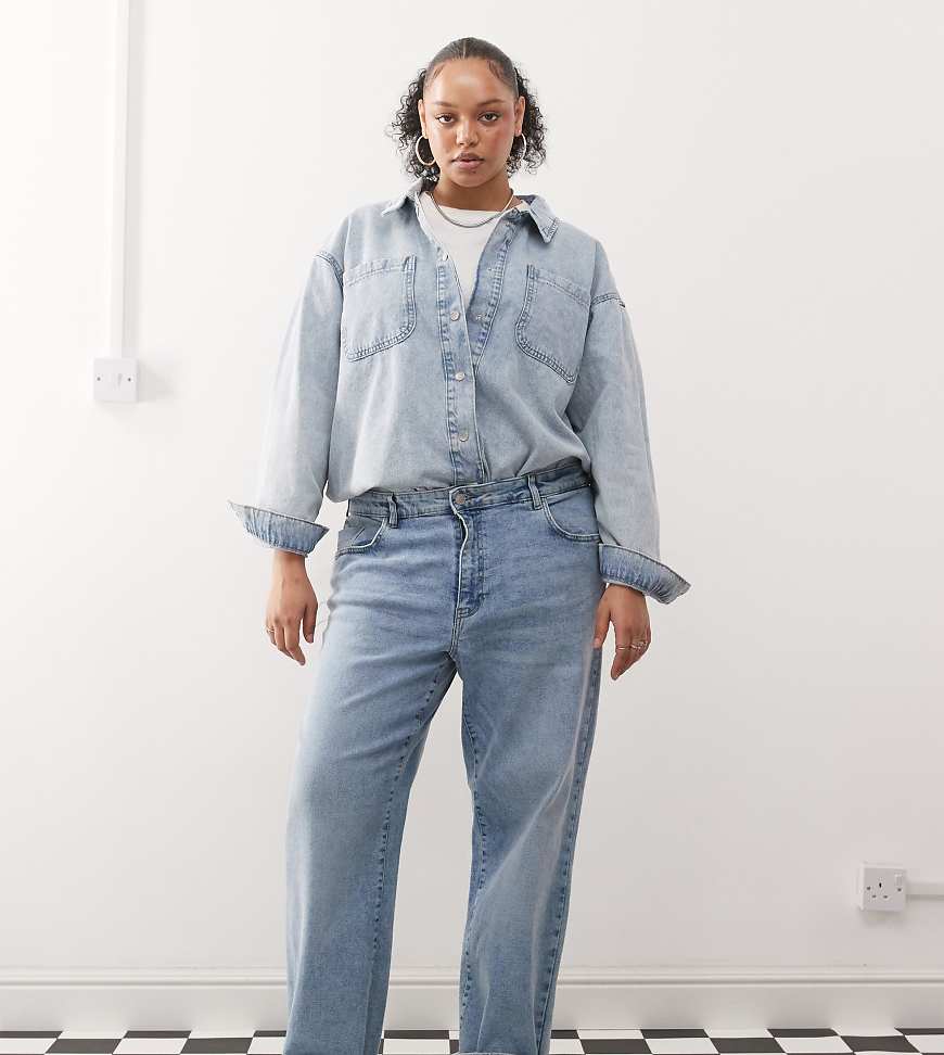 Noisy May Curve - Yolanda - Jeans in hellblauer Waschung mit weitem Bein von Noisy May Curve
