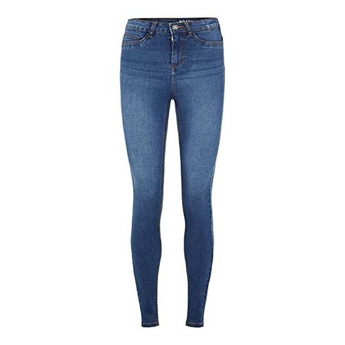 Noisy May Damen Skinny Fit Jeans High Waist Denim Pants Stretch Basic Hose NMCALLIE, Farben:Blau, Größe:31W / 32L, Z-Länge:L32 von Noisy may