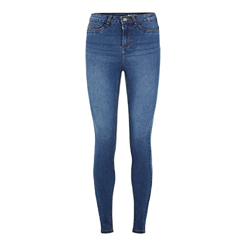 Noisy May Damen Skinny Fit Jeans High Waist Denim Pants Stretch Basic Hose NMCALLIE, Farben:Blau, Größe:26W / 30L, Z-Länge:L30 von Noisy may