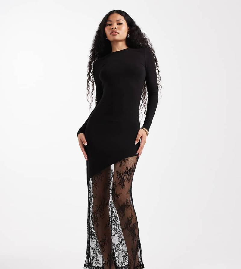 Noisy May Petite - Langärmliges Maxikleid in Schwarz mit Spitzen-Meerjungfrauensaum Noisy May Petite - Langärmliges Maxikleid in Schwarz mit Spitzen-Meerjungfrauensaum von Noisy May Petite