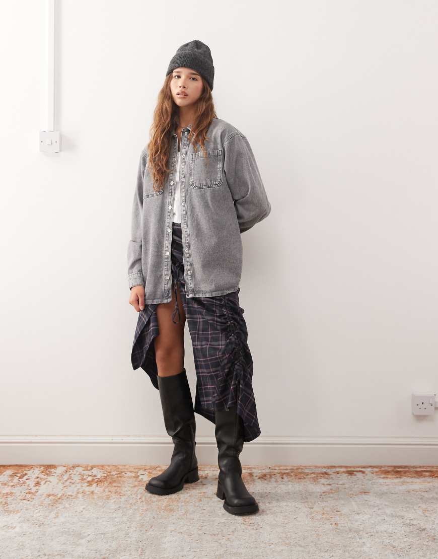Noisy May - Denim-Hemdjacke in Grau von Noisy May