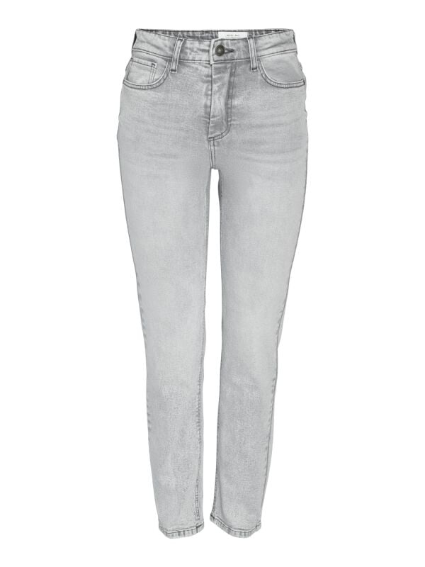 Noisy May Jeans - NMMONI HW STRAGHT ANK JEANS AZ277LG NOOS - W24L30 bis W28L32 - für Damen - Größe W28L32 - grau von Noisy May