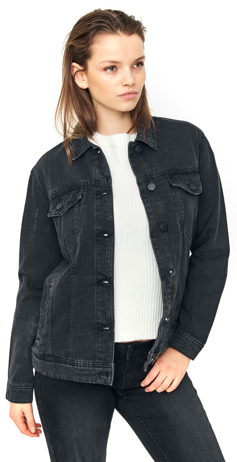 Noisy May Jeansjacke - NMOle Black Denim Jacket - XS bis XL - für Damen - Größe XS - schwarz von Noisy May