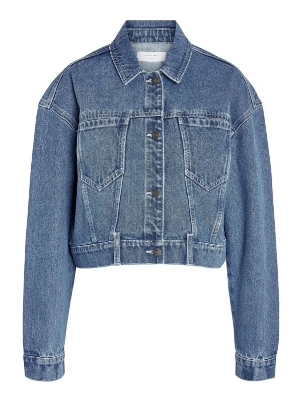 Noisy May Jeansjacke - NMRONJA L/S CROP DNM JACKET VI433MB NOOS - XS bis XL - für Damen - Größe S - blau von Noisy May