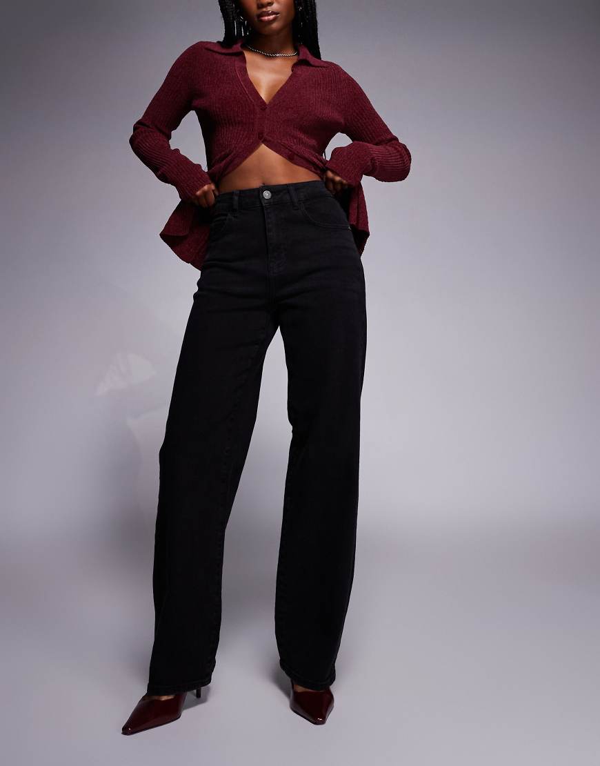 Noisy May - Josie - Baggy Jeans in Schwarz mit hohem Bund von Noisy May