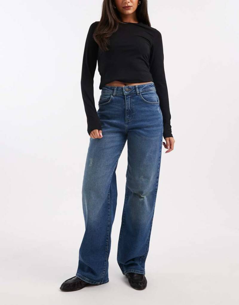 Noisy May - Josie - Weite Denim-Jeans in Mittelblau mit hohem Bund von Noisy May