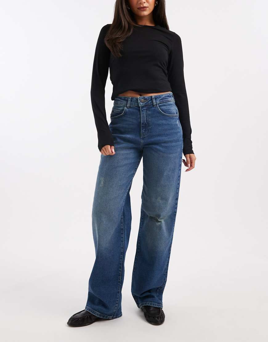 Noisy May - Josie - Weite Denim-Jeans in Mittelblau mit hohem Bund von Noisy May