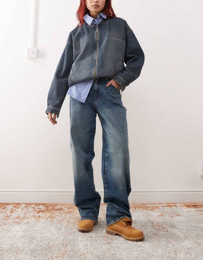 Noisy May - Josie - Weite Jeans in mittlerer Waschung mit hohem Bund-Blau von Noisy May