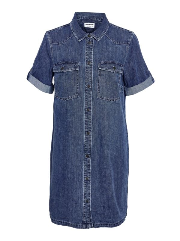 Noisy May Kleid knielang - NMNEW SIGNE S/S DENIM DRESS VI002MB NOOS - XS bis S - für Damen - Größe S - blau von Noisy May