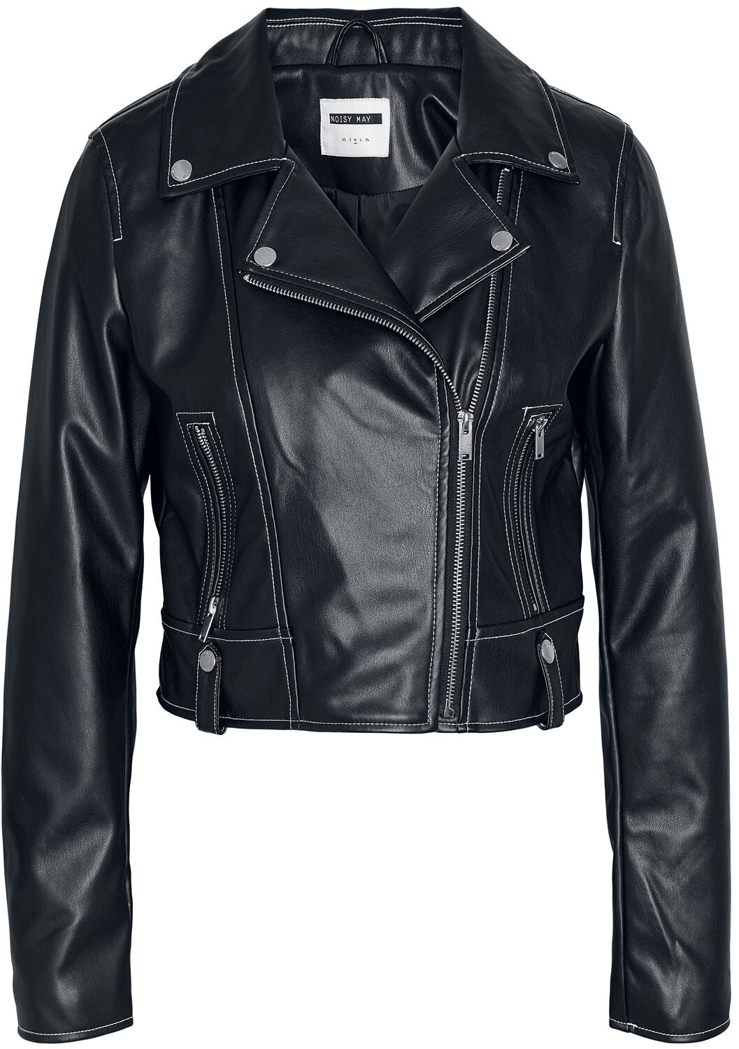 Noisy May Kunstlederjacke - NMLuke Paulina Biker Jacket - XS bis S - für Damen - Größe XS - schwarz von Noisy May