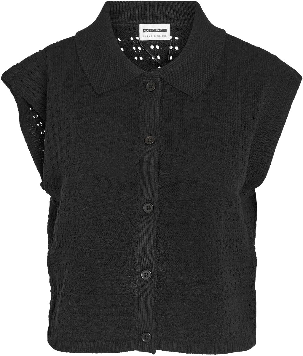 Noisy May Kurzarmhemd - NMVega S/L Polo Knit Cardigan FWD - XS bis XL - für Damen - Größe XS - schwarz von Noisy May