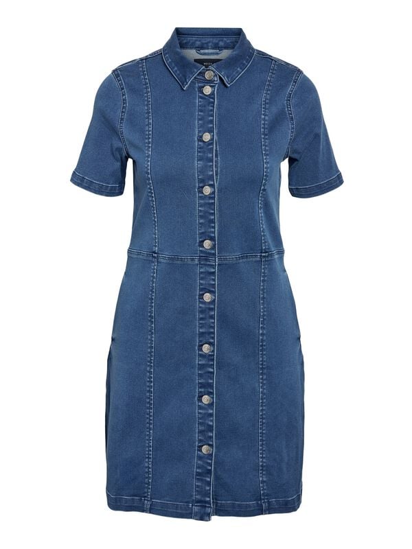 Noisy May Kurzes Kleid - NMNISA S/S SLIM DENIM DRESS VI526BL NOOS - XS bis M - für Damen - Größe M - blau von Noisy May