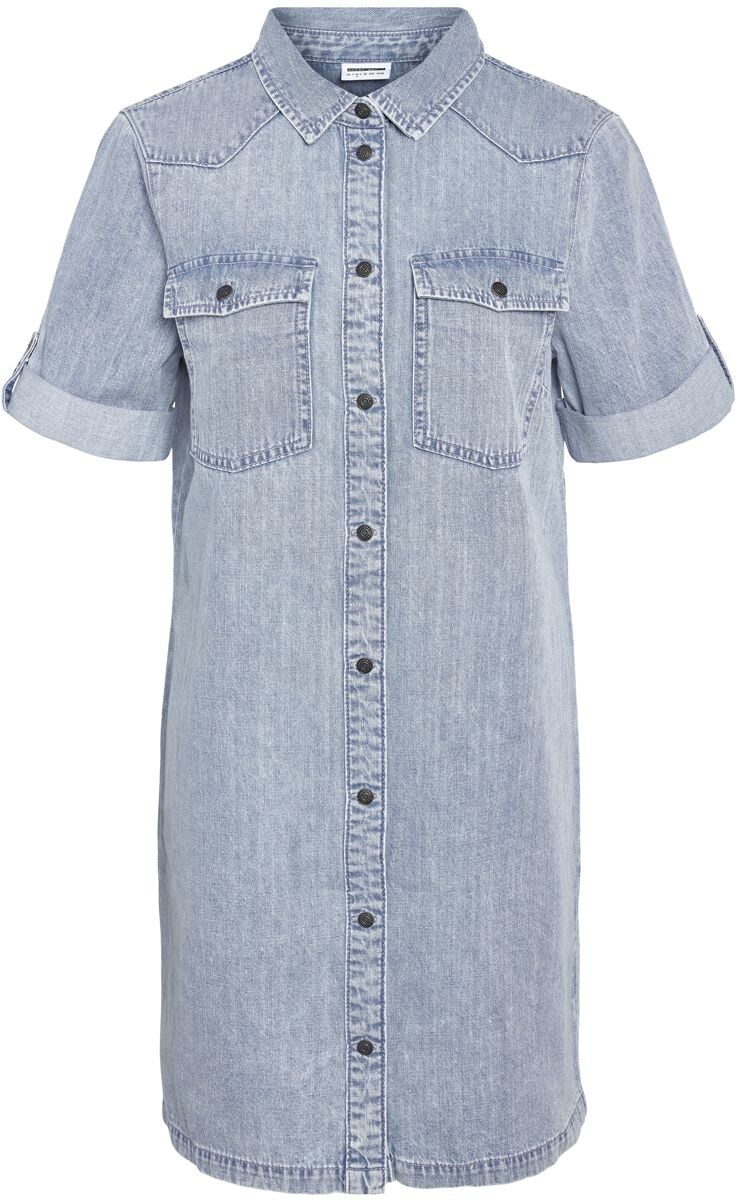 Noisy May Kurzes Kleid - NMNew Signe S/S Denim Dress WG003LG NOOS - XS bis L - für Damen - Größe XS - hellblau von Noisy May