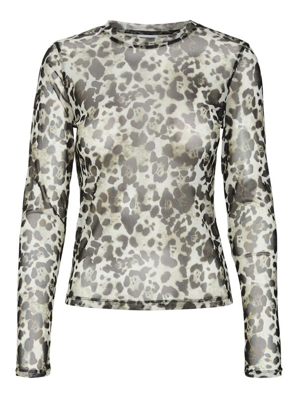 Noisy May Langarmshirt - NMJudith L/S Mesh Top BG NOOS - XS bis L - für Damen - Größe S - leopard von Noisy May