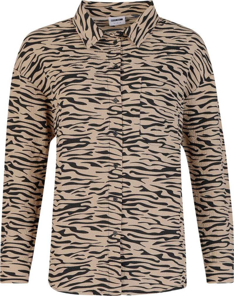 Noisy May Langarmshirt - NMRIPPLE L/S OVERSIZED SHIRT WVN NOOS - XS bis L - für Damen - Größe S - multicolor von Noisy May