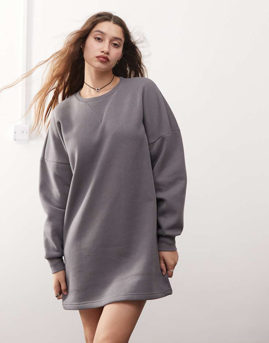 Noisy May - Lockeres Sweatshirt-Kleid in Anthrazit-Grau von Noisy May