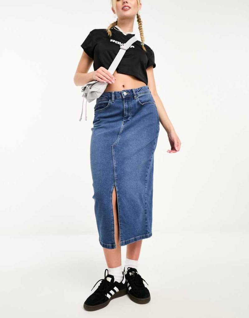 Noisy May - Midi-Jeansrock in Mittelblau von Noisy May