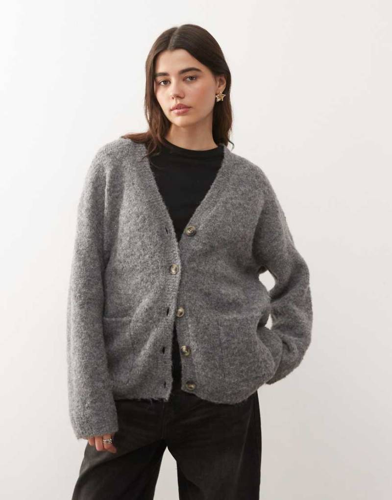 Noisy May - Oversize-Strickjacke in Grau von Noisy May
