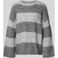 Noisy May Oversized Strickpullover mit gerippten Abschlüssen Modell 'SUTTON in Hellgrau Melange, Größe L von Noisy May