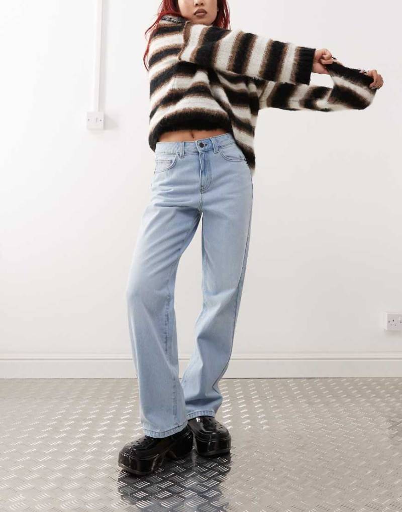 Noisy May - Pixie - Boyfriend-Jeans in hellblauer Waschung mit hohem Bund von Noisy May