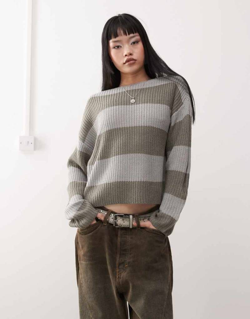 Noisy May - Pullover in Grau gestreift von Noisy May