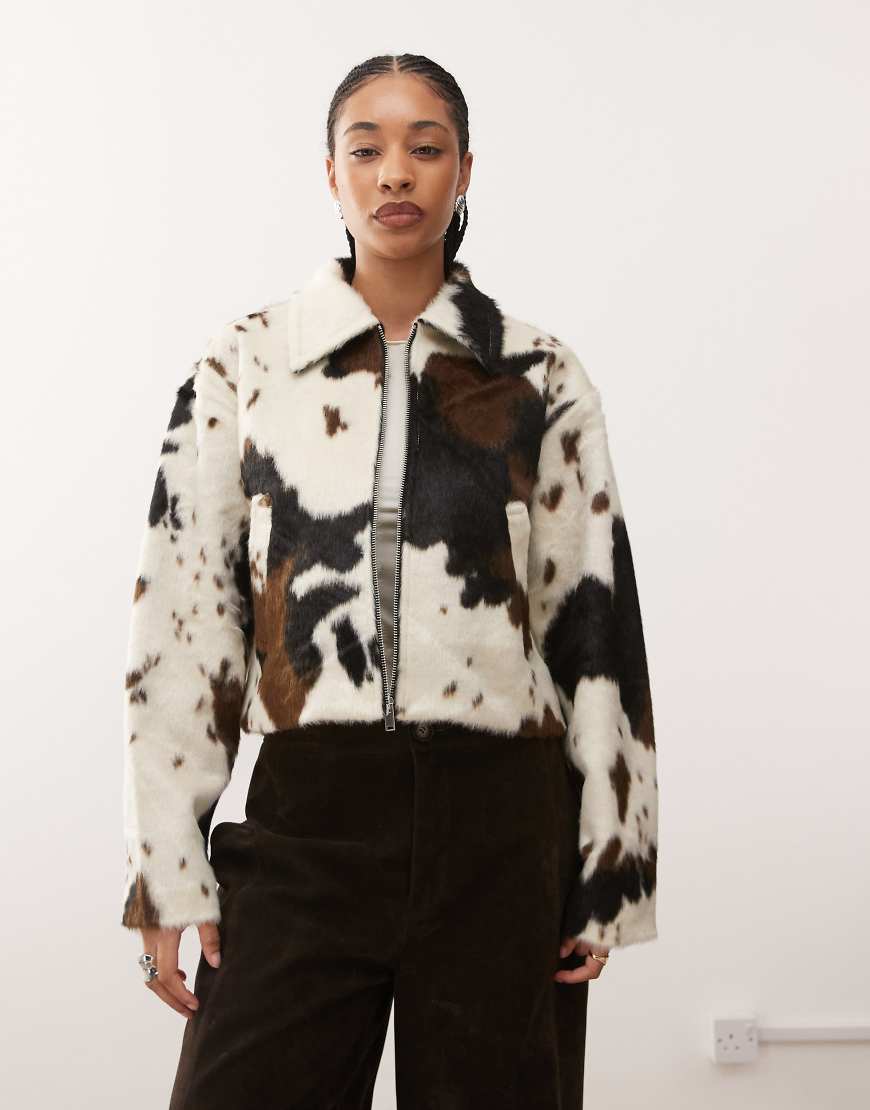 Noisy May - Racer-Jacke aus Ponyfell mit Kuhfleckenmuster-Schwarz Noisy May - Racer-Jacke aus Ponyfell mit Kuhfleckenmuster-Schwarz von Noisy May
