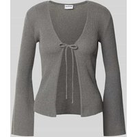 Noisy May Strickjacke mit Schnürung Modell 'AYLIN' in Dunkelgrau, Größe L von Noisy May