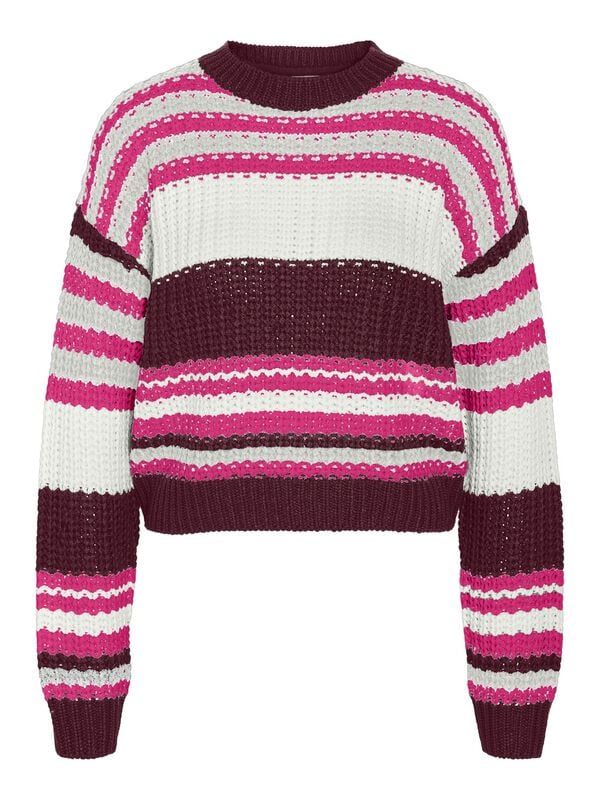 Noisy May Strickpullover - NMCHARLIE L/S O-NECK STRIPE KNIT NOOS - XS bis XL - für Damen - Größe M - multicolor von Noisy May