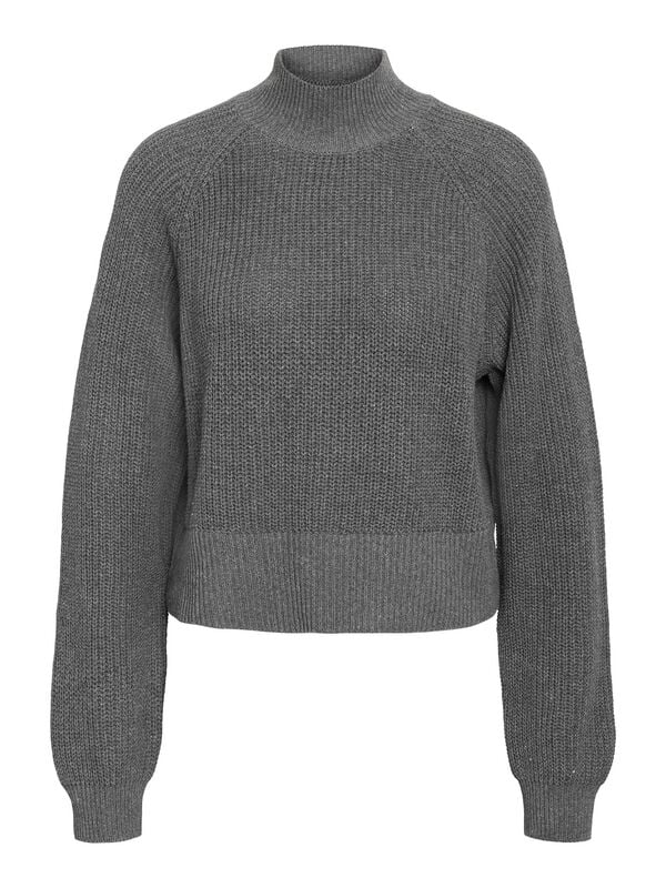 Noisy May Strickpullover - NMDARA L/S HIGH NECK KNIT FWD NOOS - XS bis XL - für Damen - Größe S - grau von Noisy May