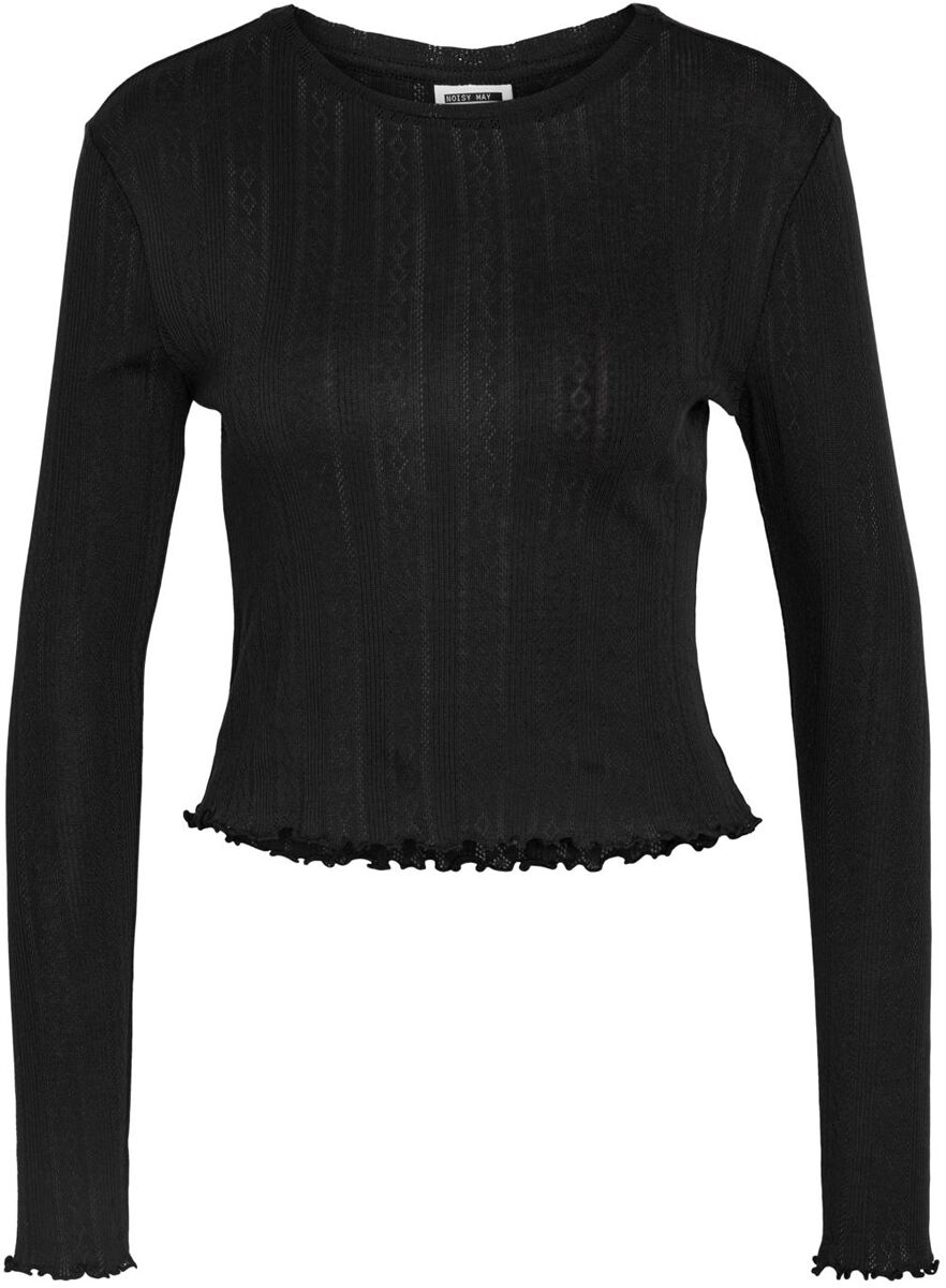 Noisy May Strickpullover - NMJudy L/S Babylock Detail Top FWD NOOS - XS bis L - für Damen - Größe XS - schwarz von Noisy May