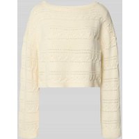 Noisy May Strickpullover mit Lochmuster Modell 'CLAES' in Offwhite, Größe S von Noisy May