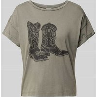 Noisy May T-Shirt mit Label-Print Modell 'BOHDI' in Hellgrau, Größe S von Noisy May
