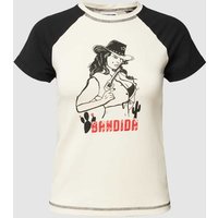 Noisy May T-Shirt mit Motiv- und Statement-Print Modell 'KATINKA' in Offwhite, Größe S von Noisy May