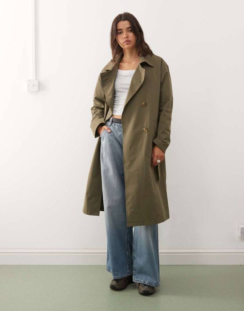 Noisy May - Trenchcoat in Khaki-Grün von Noisy May
