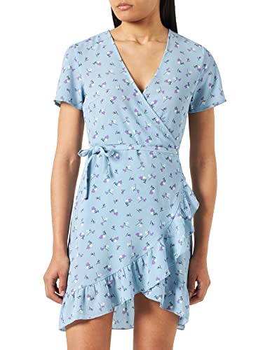 Noisy may Damen Nmclara Bianca S/S Wrap Dress Noos Kleid, Cerulean/Aop:flower, M EU von Noisy may